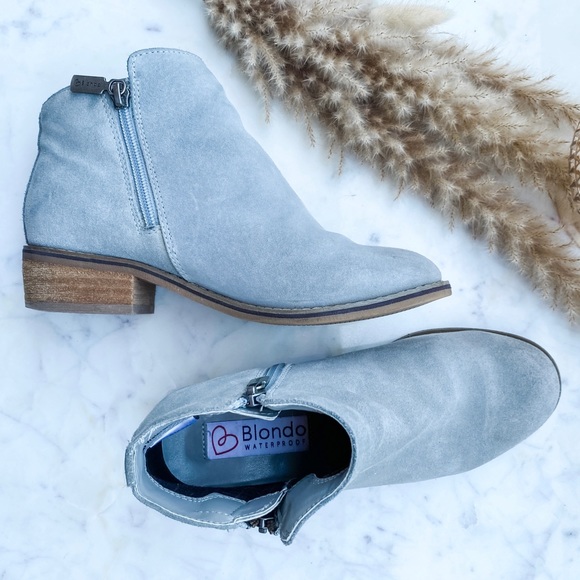 Blondo Linda Waterproof Booties | Grey/Blue Suede - Picture 2 of 2